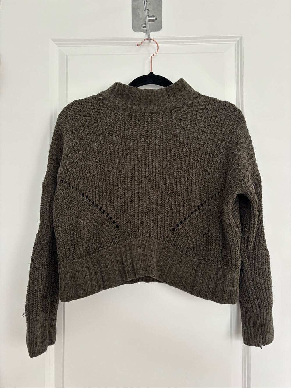 Pink Rose Olive Cropped Turtleneck Sweater